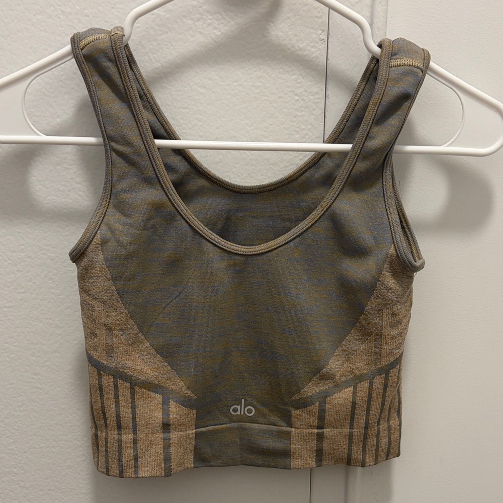 ALO Yoga Gray and Tan Sports Bra